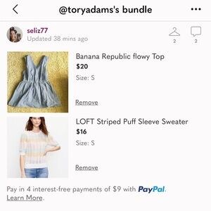 LOFT Striped Puff Sleeve Sweater